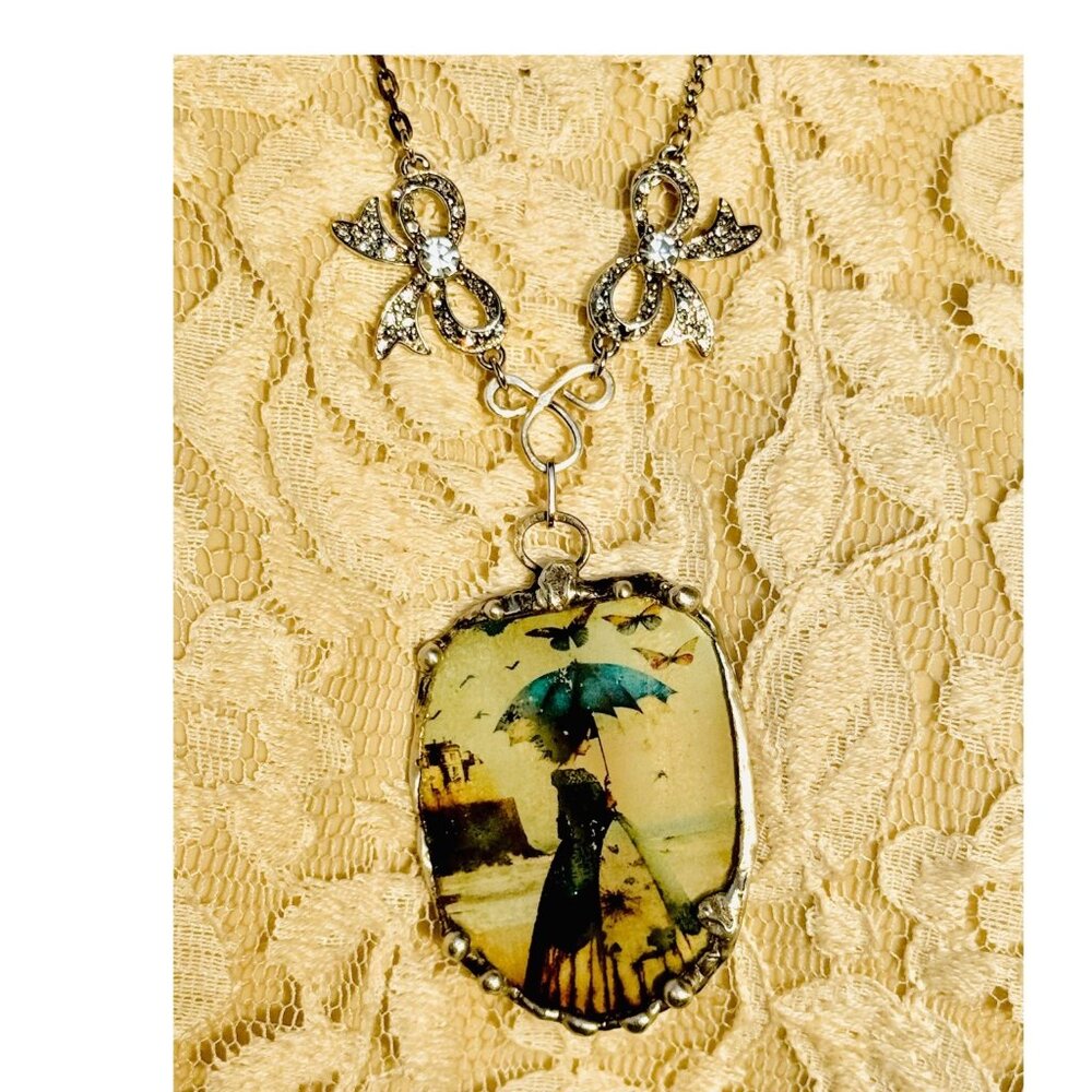 Victorian-Inspired Reversible Pendant w/ Rustic Bezel & VNTG Necklace Components - Picture 14 of 14